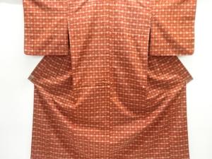 格子に絣柄織出し手織り紬着物